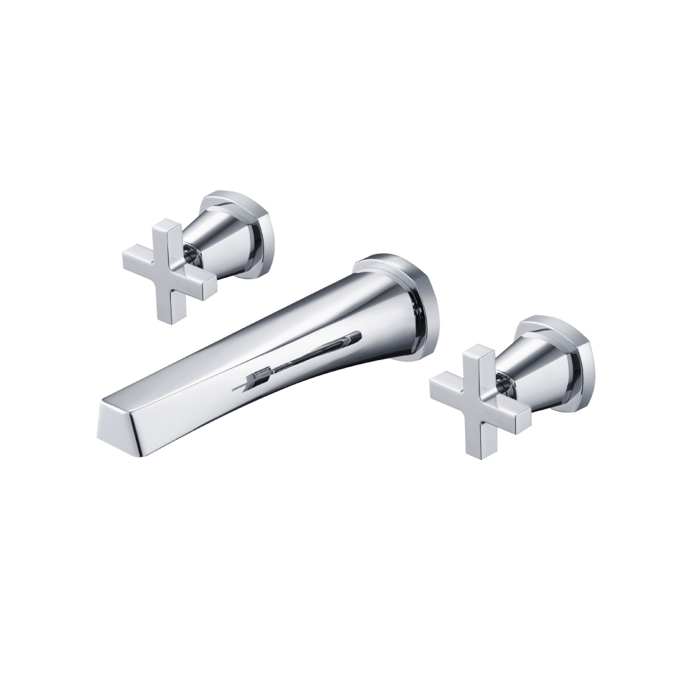 Two Handle Wall Mounted Bathroom Faucet | Chrome