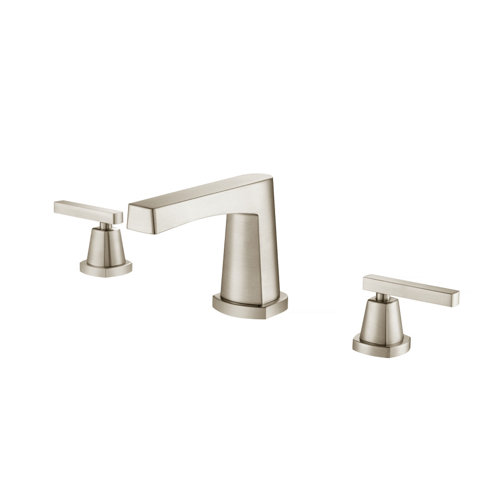 Three Hole 8" Widespread Two Handle Bathroom Faucet | Brushed Nickel PVD