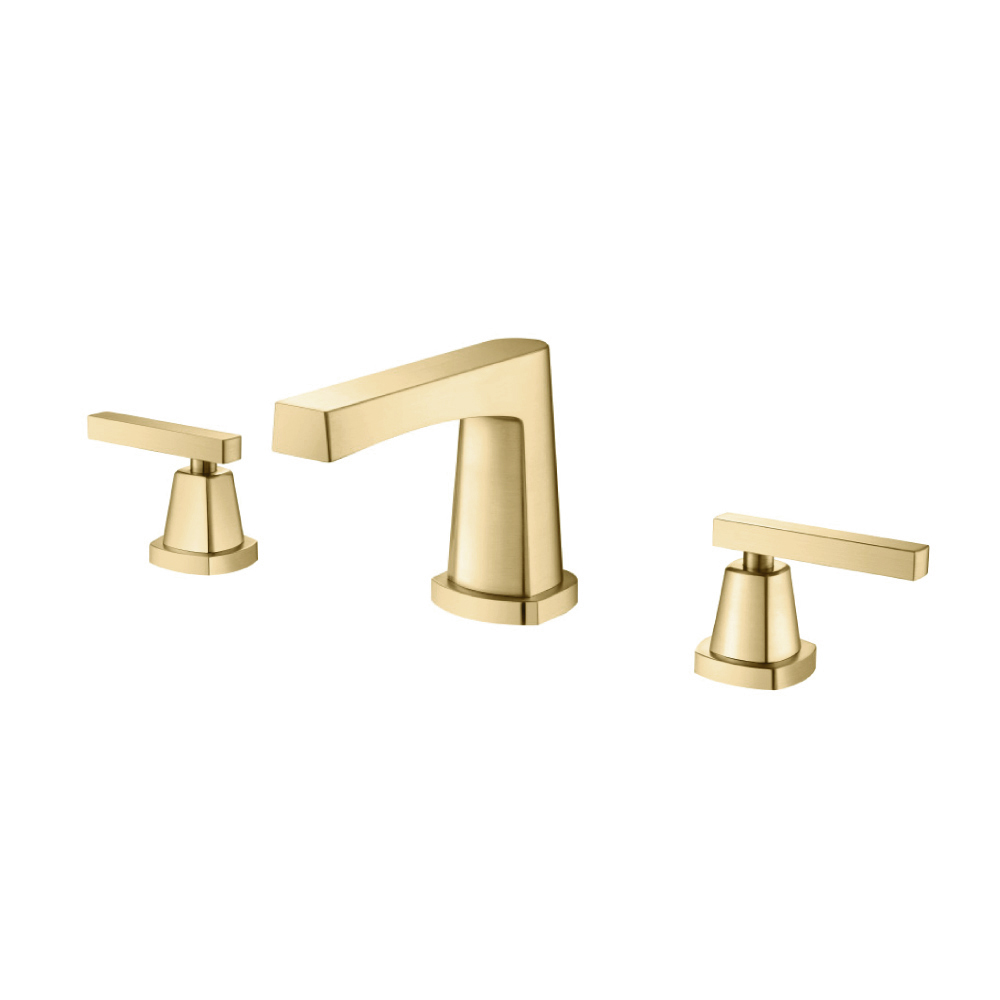 Three Hole 8" Widespread Two Handle Bathroom Faucet | Satin Brass PVD