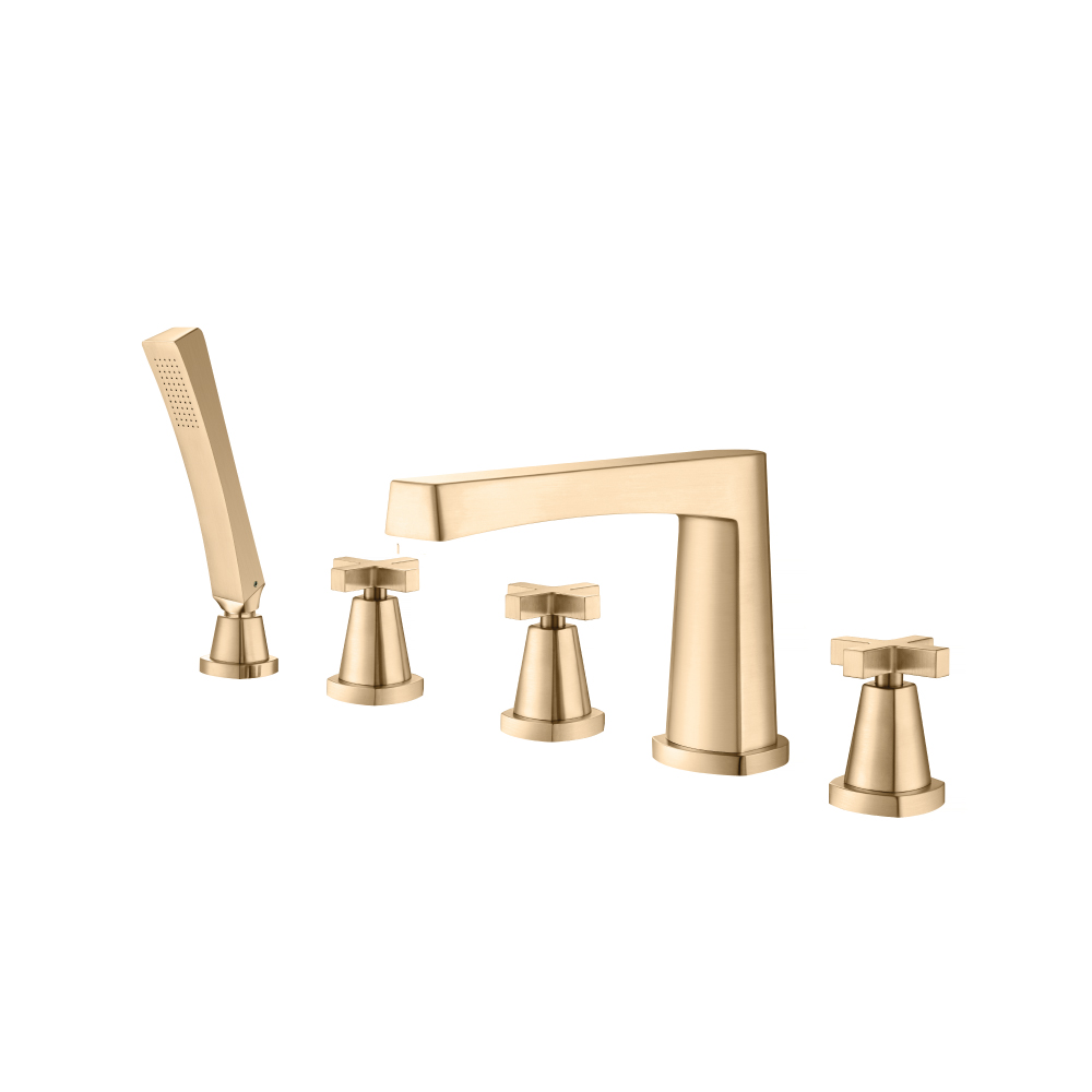 Five Hole Deck Mounted Roman Tub Faucet With Hand Shower | Brushed Bronze PVD