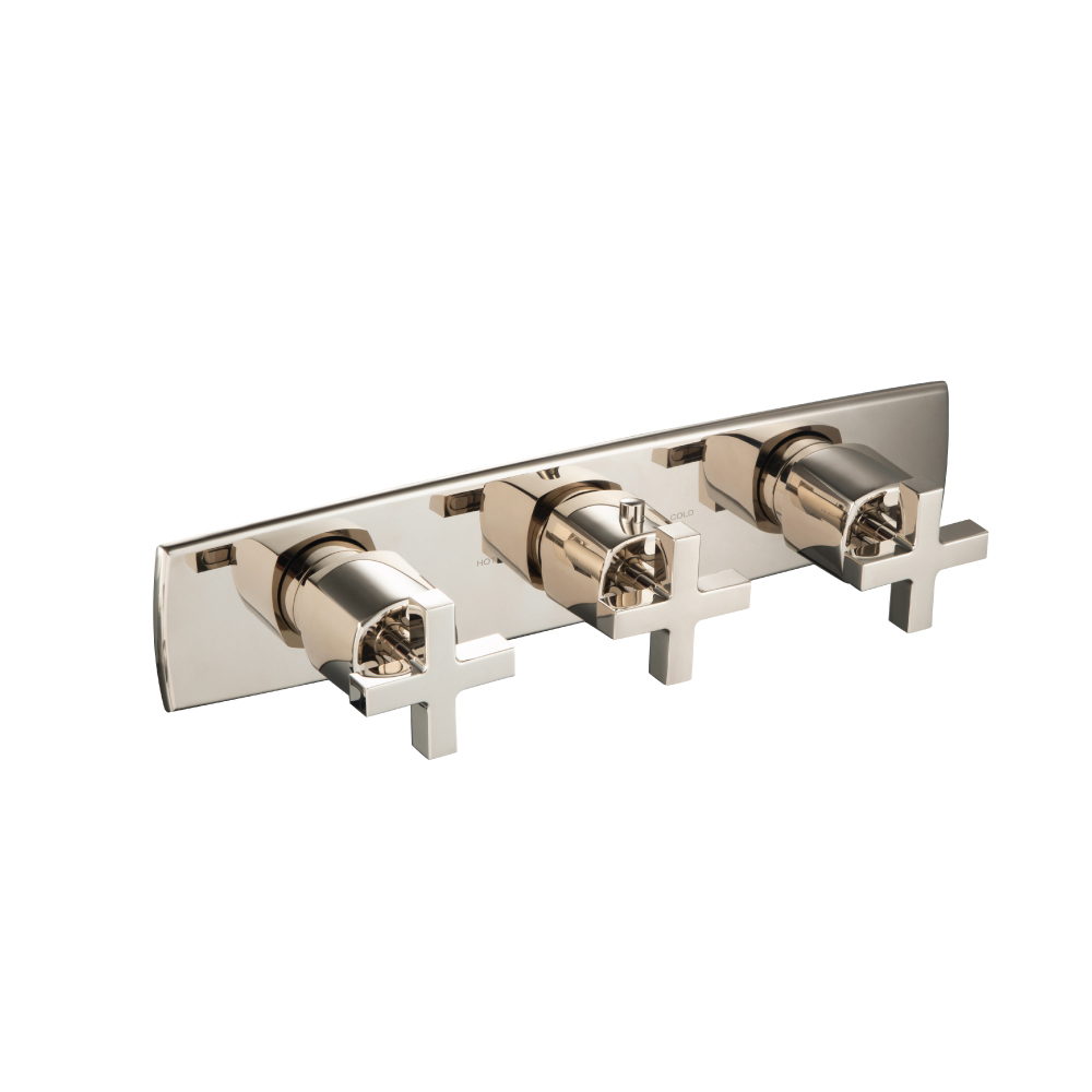 Trim For Horizontal Thermostatic Valve with 2 Volume Controls | Polished Nickel PVD