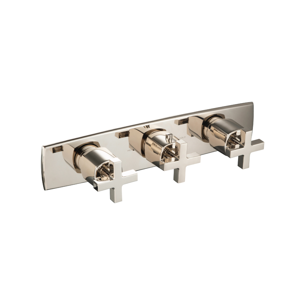 3/4" Horizontal Thermostatic Valve with 2 Volume Controls &  Trim | Polished Nickel PVD