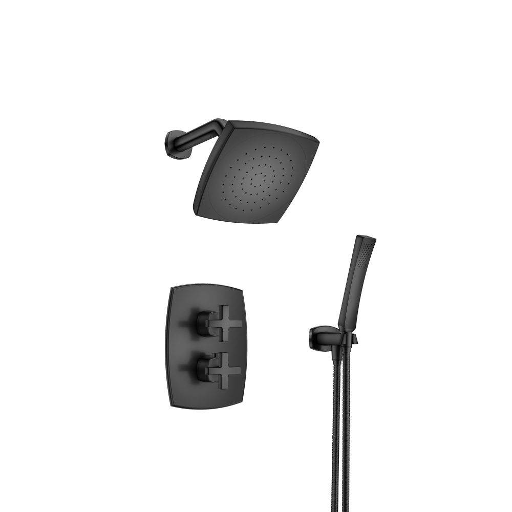 Two Output Shower Set With Shower Head And Hand Held | Matte Black