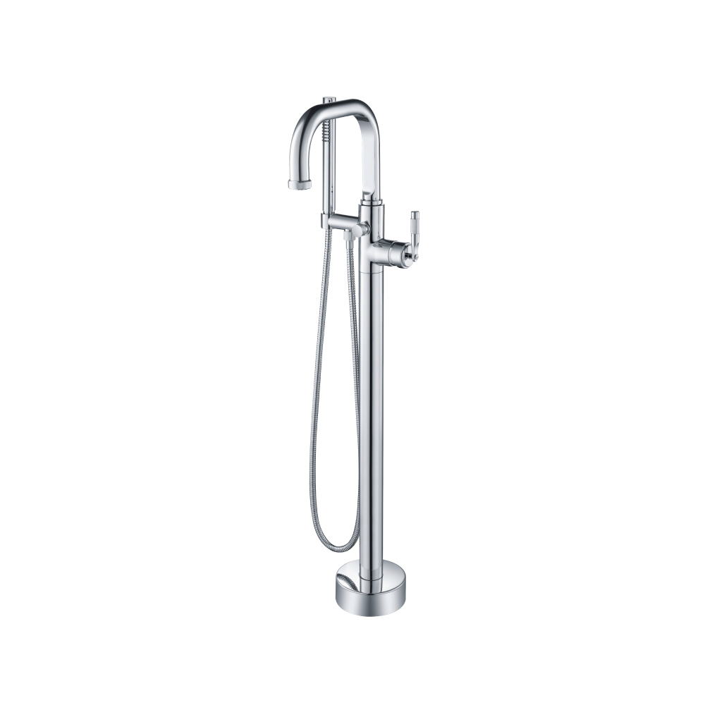 Freestanding Floor Mount Bathtub / Tub Filler With Hand Shower | Chrome
