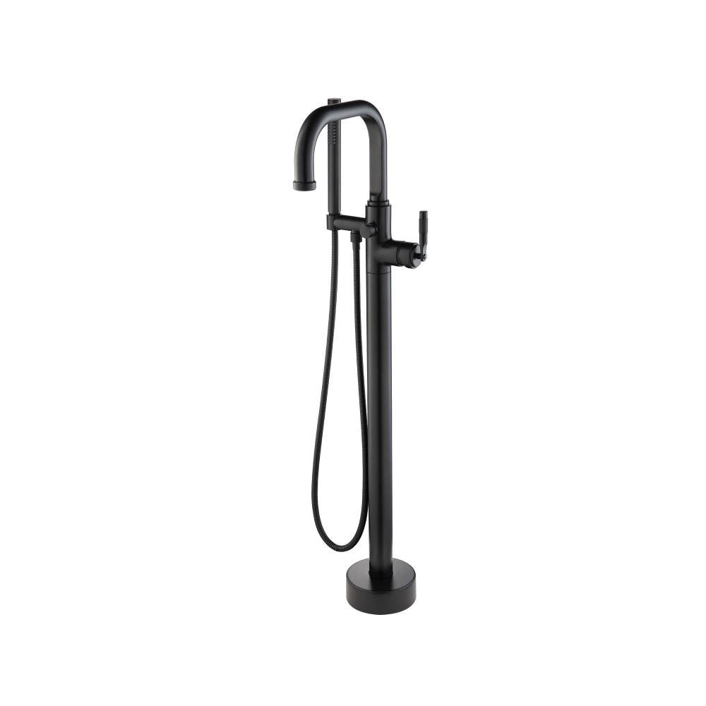 Freestanding Floor Mount Bathtub / Tub Filler With Hand Shower | Matte Black