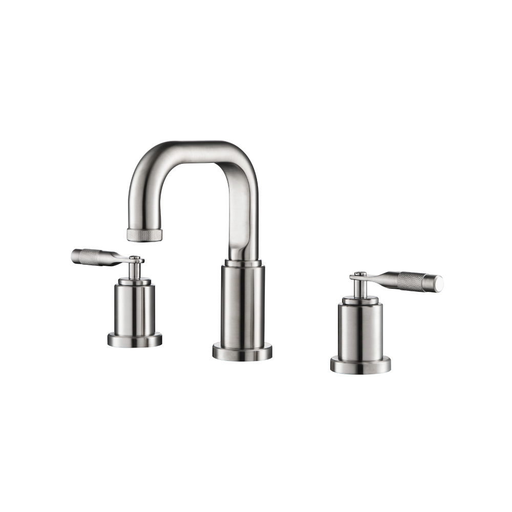 Three Hole 8" Widespread Two Handle Bathroom Faucet | Brushed Nickel PVD
