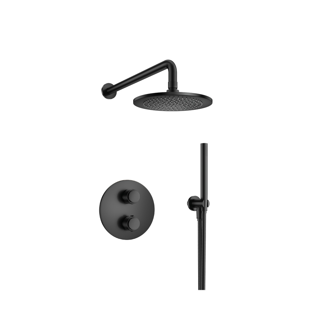 Two Output Shower Set With Shower Head And Hand Held | Matte Black