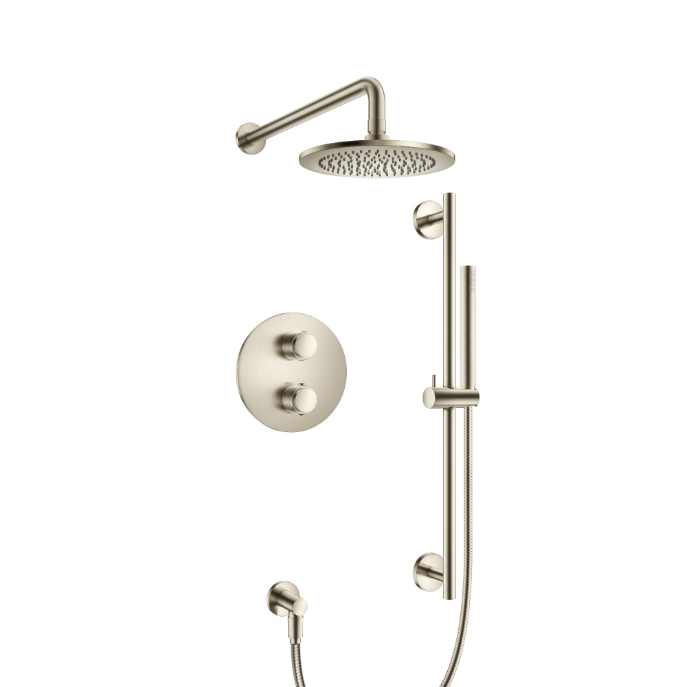 Two Output Shower Set With Shower Head, Hand Held And Slide Bar | Brushed Nickel PVD