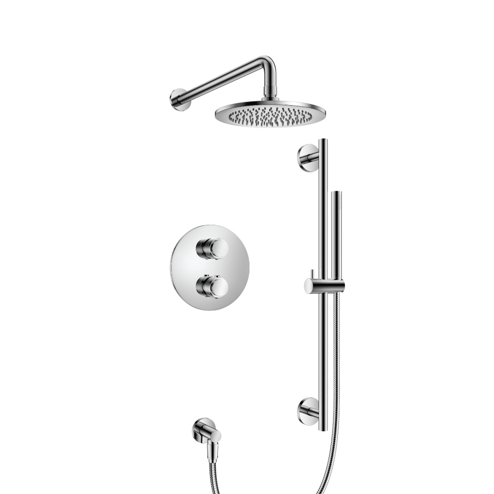 Two Output Shower Set With Shower Head, Hand Held And Slide Bar | Chrome