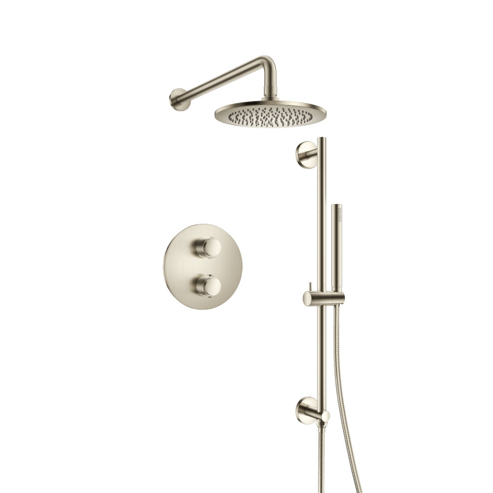 Two Output Shower Set With Shower Head, Hand Held And Slide Bar | Brushed Nickel PVD