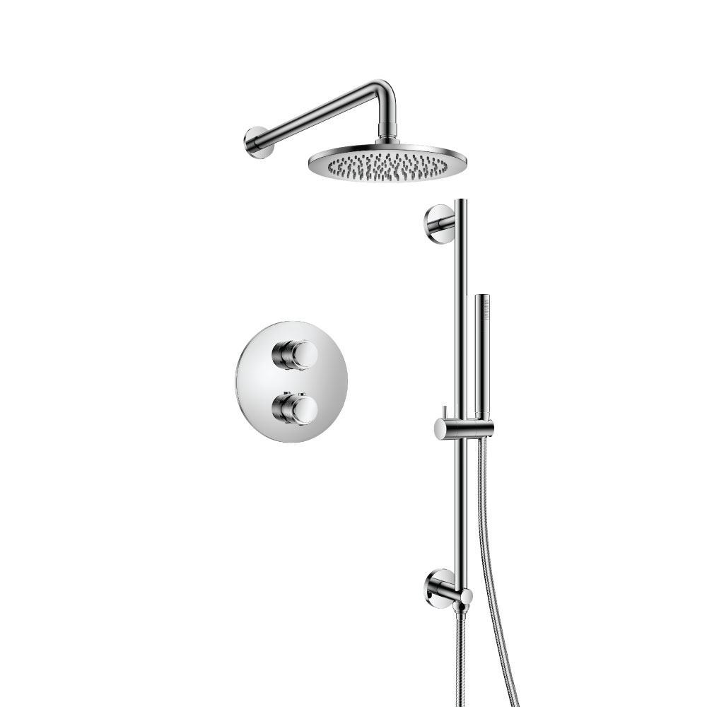 Two Output Shower Set With Shower Head, Hand Held And Slide Bar | Chrome