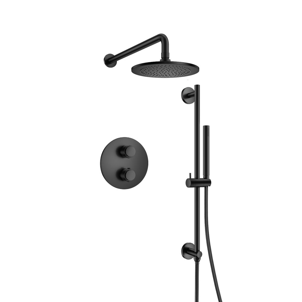 Two Output Shower Set With Shower Head, Hand Held And Slide Bar | Matte Black