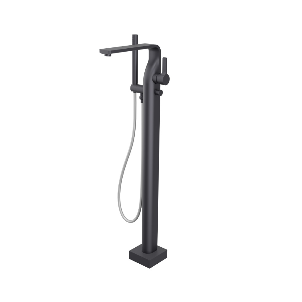 Freestanding Floor Mount Bathtub / Tub Filler With Hand Shower | Dark Grey