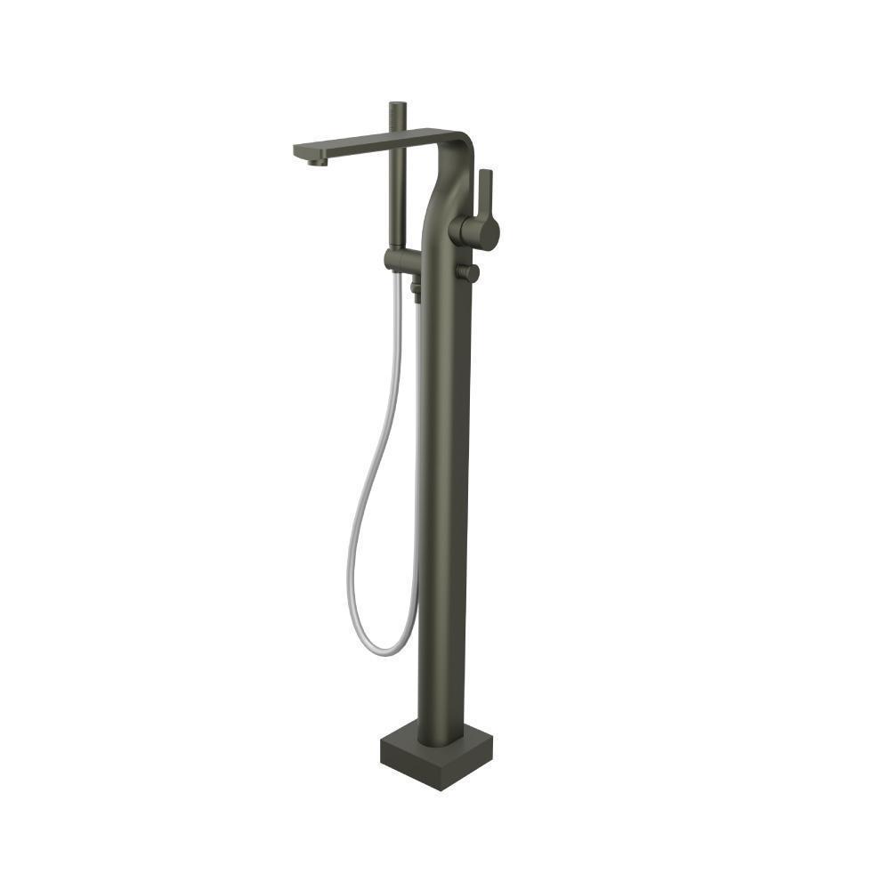 Freestanding Floor Mount Bathtub / Tub Filler With Hand Shower | Gun Metal Grey