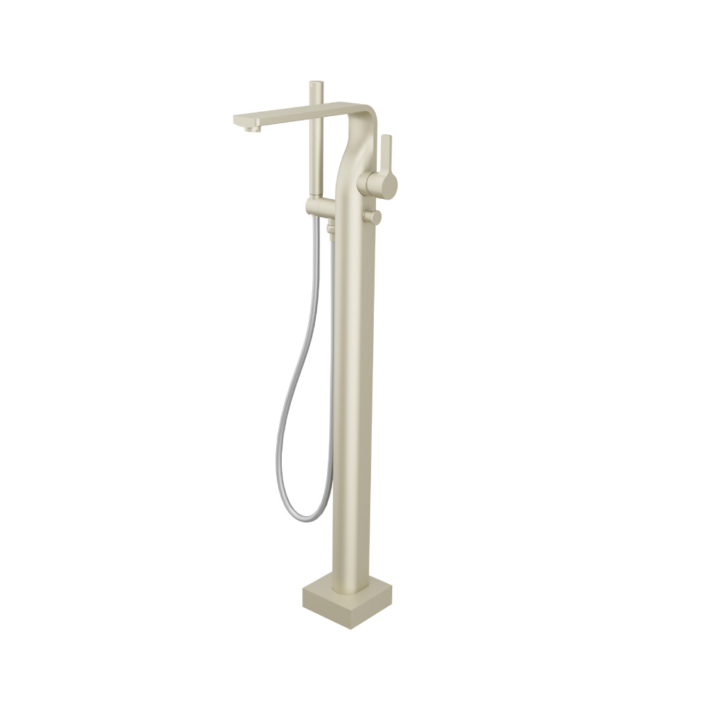 Freestanding Floor Mount Bathtub / Tub Filler With Hand Shower | Light Tan