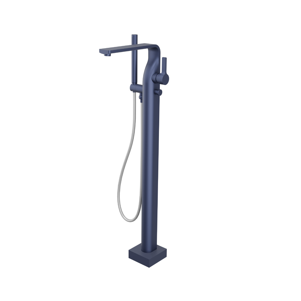Freestanding Floor Mount Bathtub / Tub Filler With Hand Shower | Navy Blue