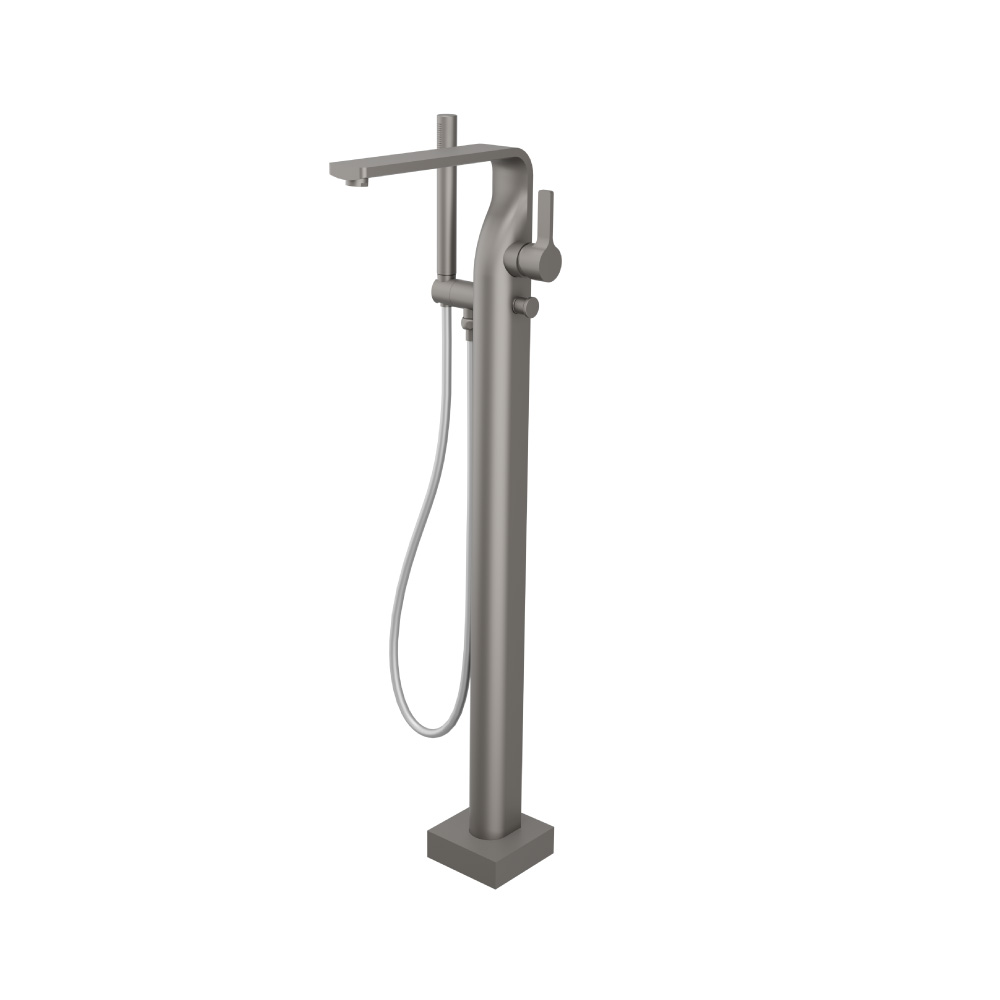 Freestanding Floor Mount Bathtub / Tub Filler With Hand Shower | Steel Grey