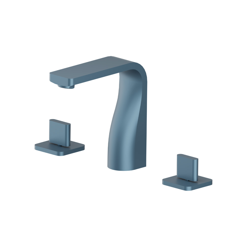Three Hole 8" Widespread Two Handle Bathroom Faucet | Blue Platinum