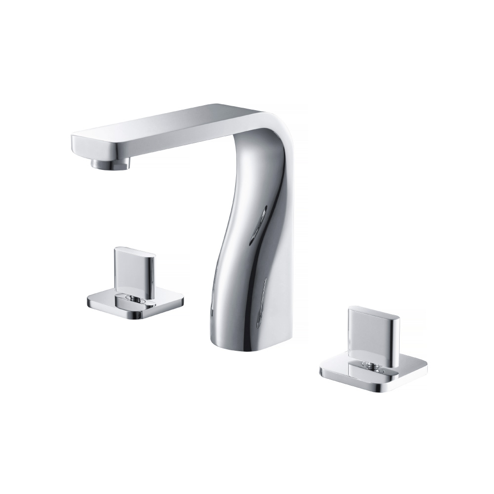 Three Hole 8" Widespread Two Handle Bathroom Faucet | Polished Nickel PVD