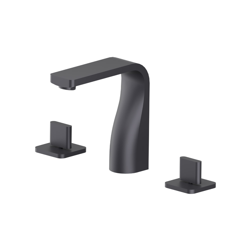 Three Hole 8" Widespread Two Handle Bathroom Faucet | Dark Grey
