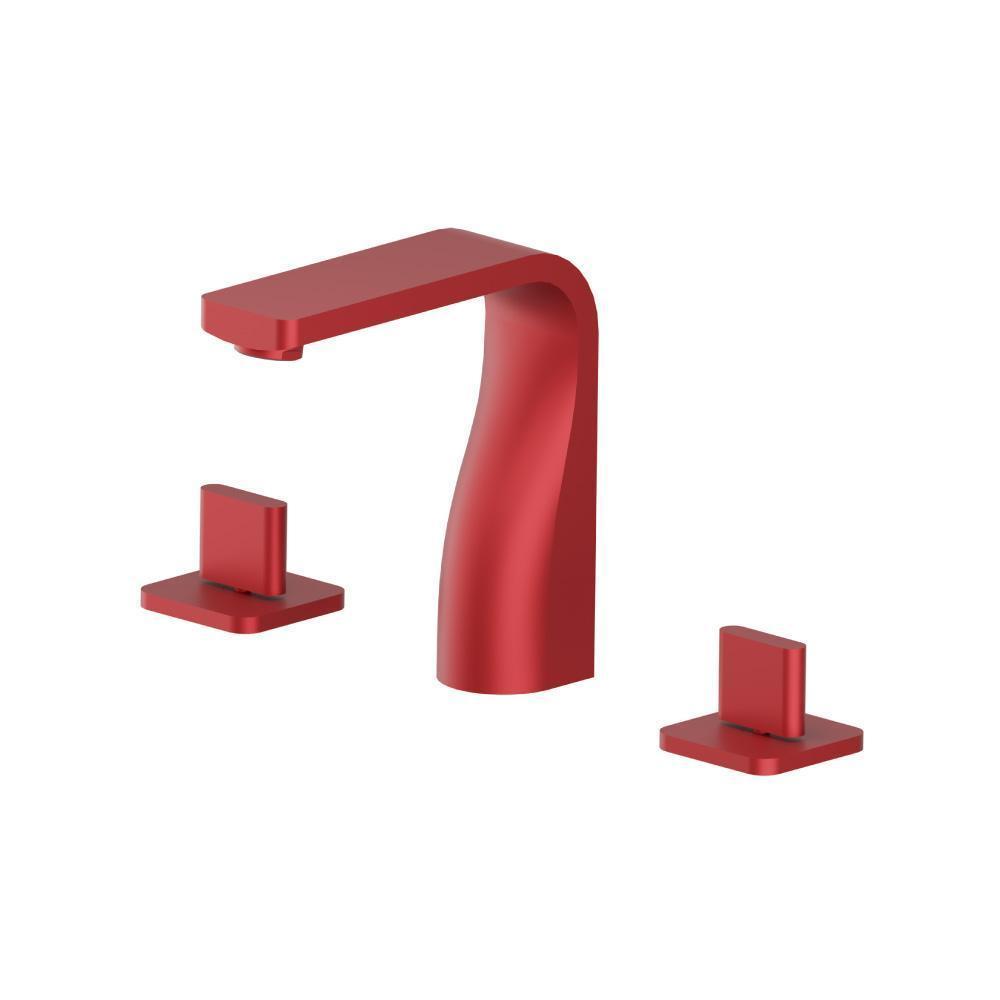 Three Hole 8" Widespread Two Handle Bathroom Faucet | Deep Red