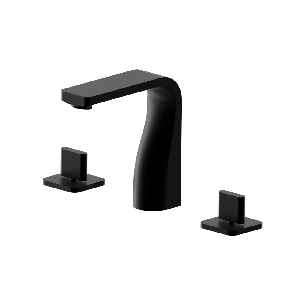 Three Hole 8" Widespread Two Handle Bathroom Faucet | Gloss Black