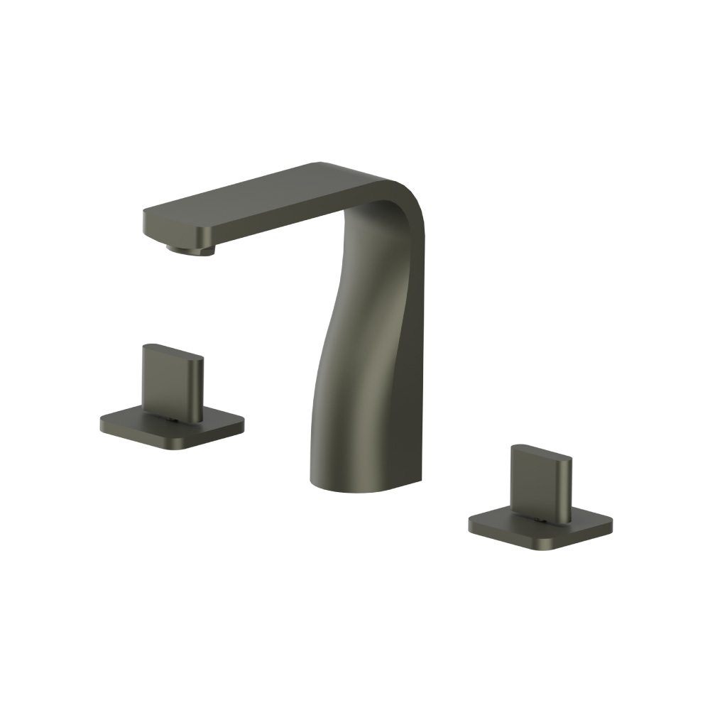 Three Hole 8" Widespread Two Handle Bathroom Faucet | Gun Metal Grey