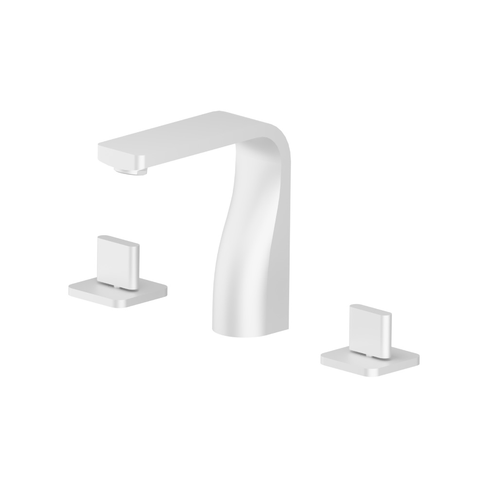 Three Hole 8" Widespread Two Handle Bathroom Faucet | Gloss White