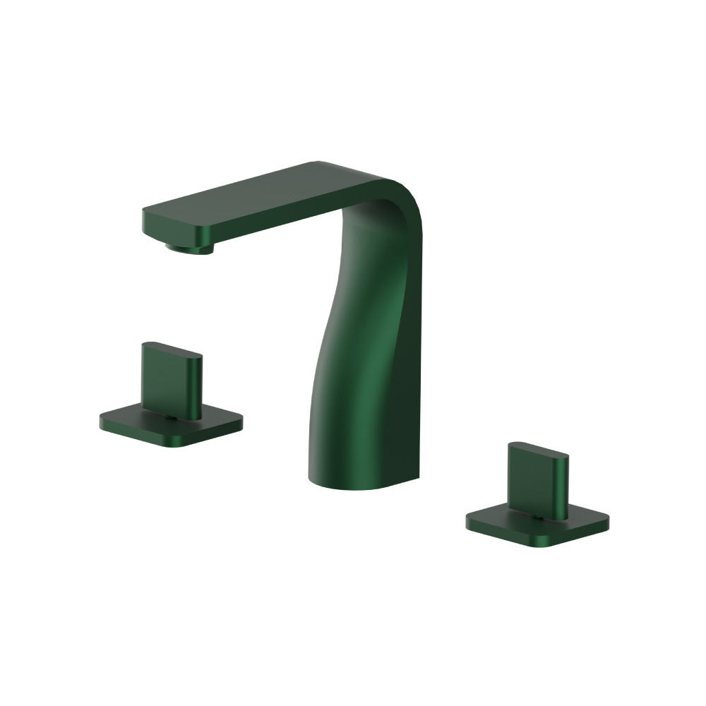 Three Hole 8" Widespread Two Handle Bathroom Faucet | Leaf Green