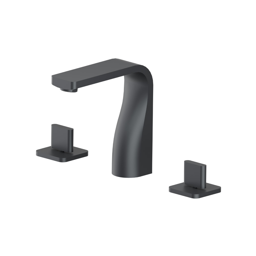 Three Hole 8" Widespread Two Handle Bathroom Faucet | Rock Grey