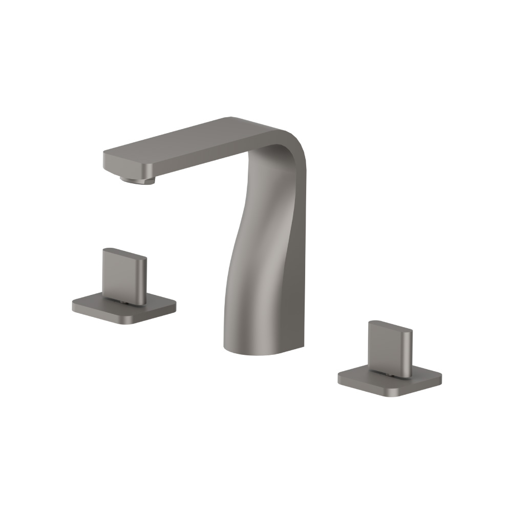 Three Hole 8" Widespread Two Handle Bathroom Faucet | Steel Grey