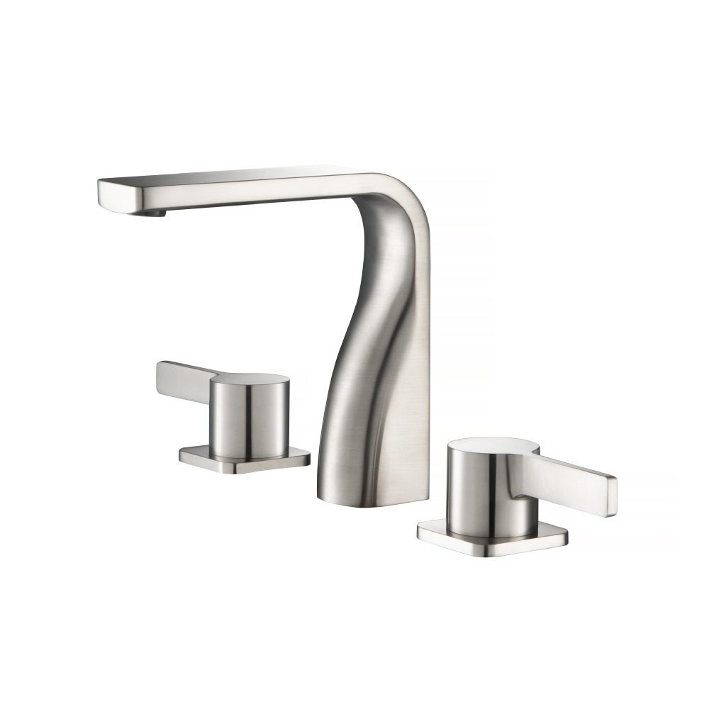 Three Hole 8" Widespread Two Handle Bathroom Faucet | Brushed Nickel PVD