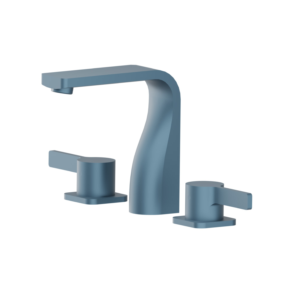 Three Hole 8" Widespread Two Handle Bathroom Faucet | Blue Platinum