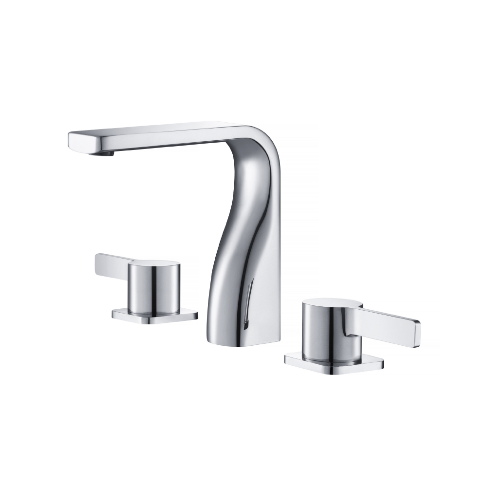 Three Hole 8" Widespread Two Handle Bathroom Faucet | Chrome