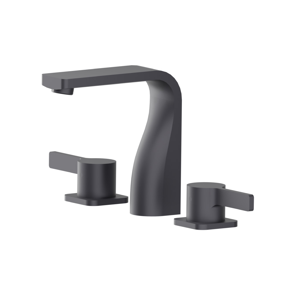 Three Hole 8" Widespread Two Handle Bathroom Faucet | Dark Grey