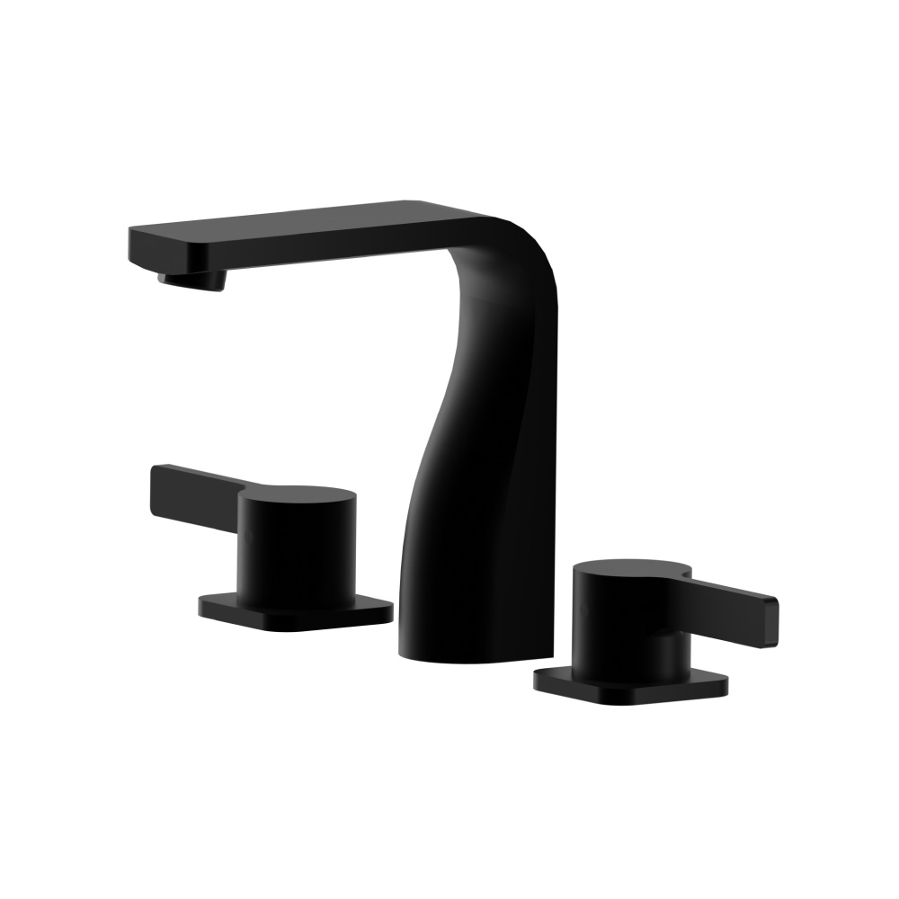 Three Hole 8" Widespread Two Handle Bathroom Faucet | Gloss Black