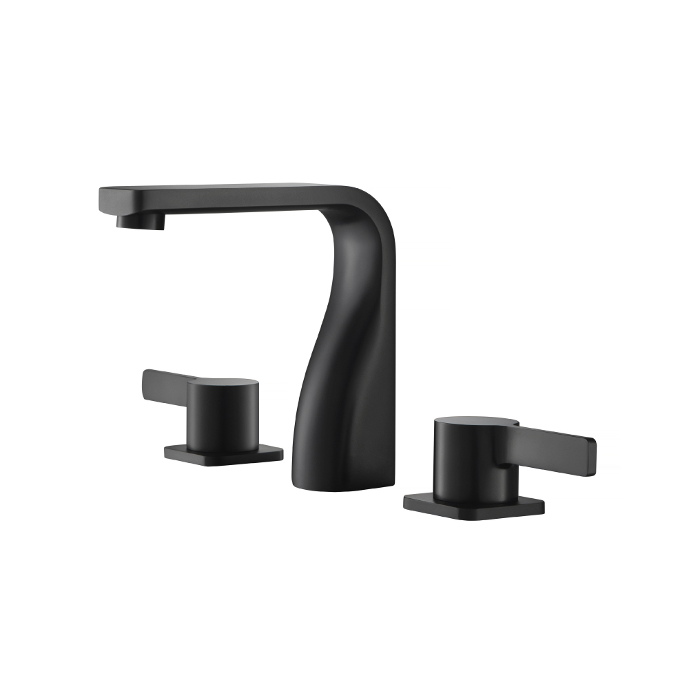 Three Hole 8" Widespread Two Handle Bathroom Faucet | Matte Black