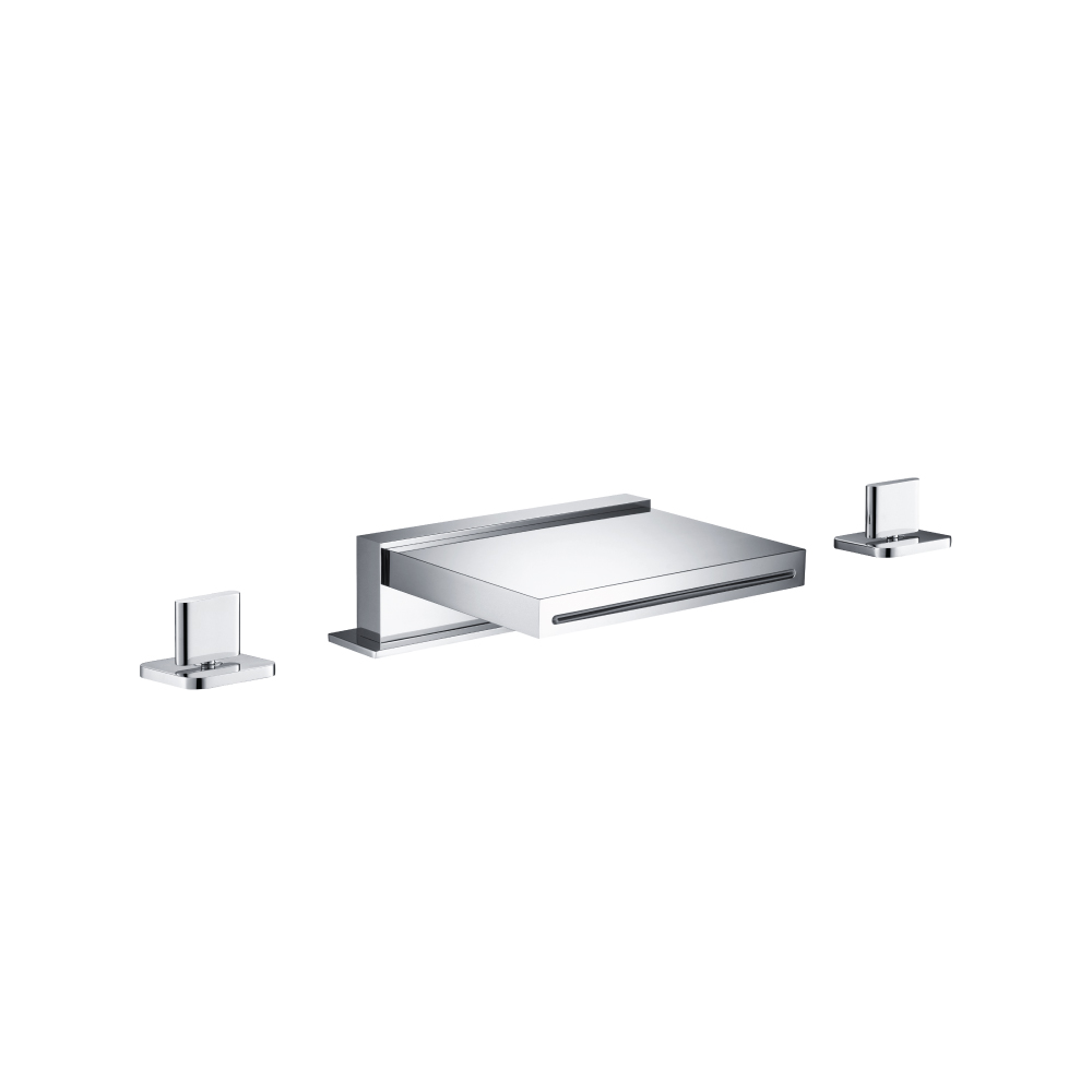 3 Hole Deck Mount Cascade / Sheet Flow Roman Tub Faucet | Chrome