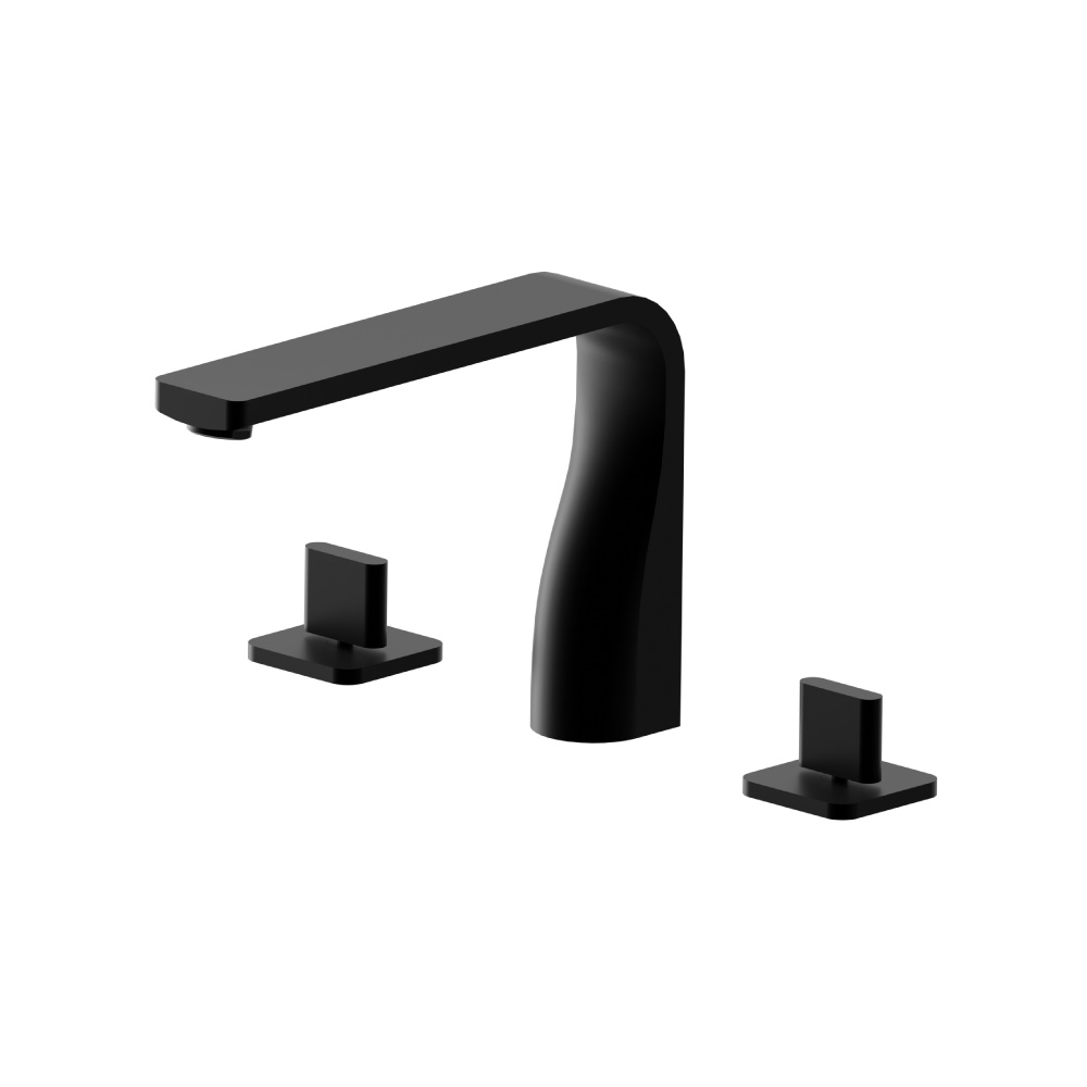 3 Hole Deck Mount Roman Tub Faucet | Gloss Black