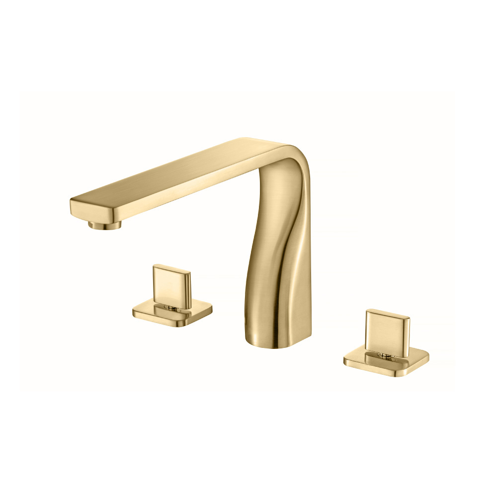 3 Hole Deck Mount Roman Tub Faucet | Satin Brass PVD