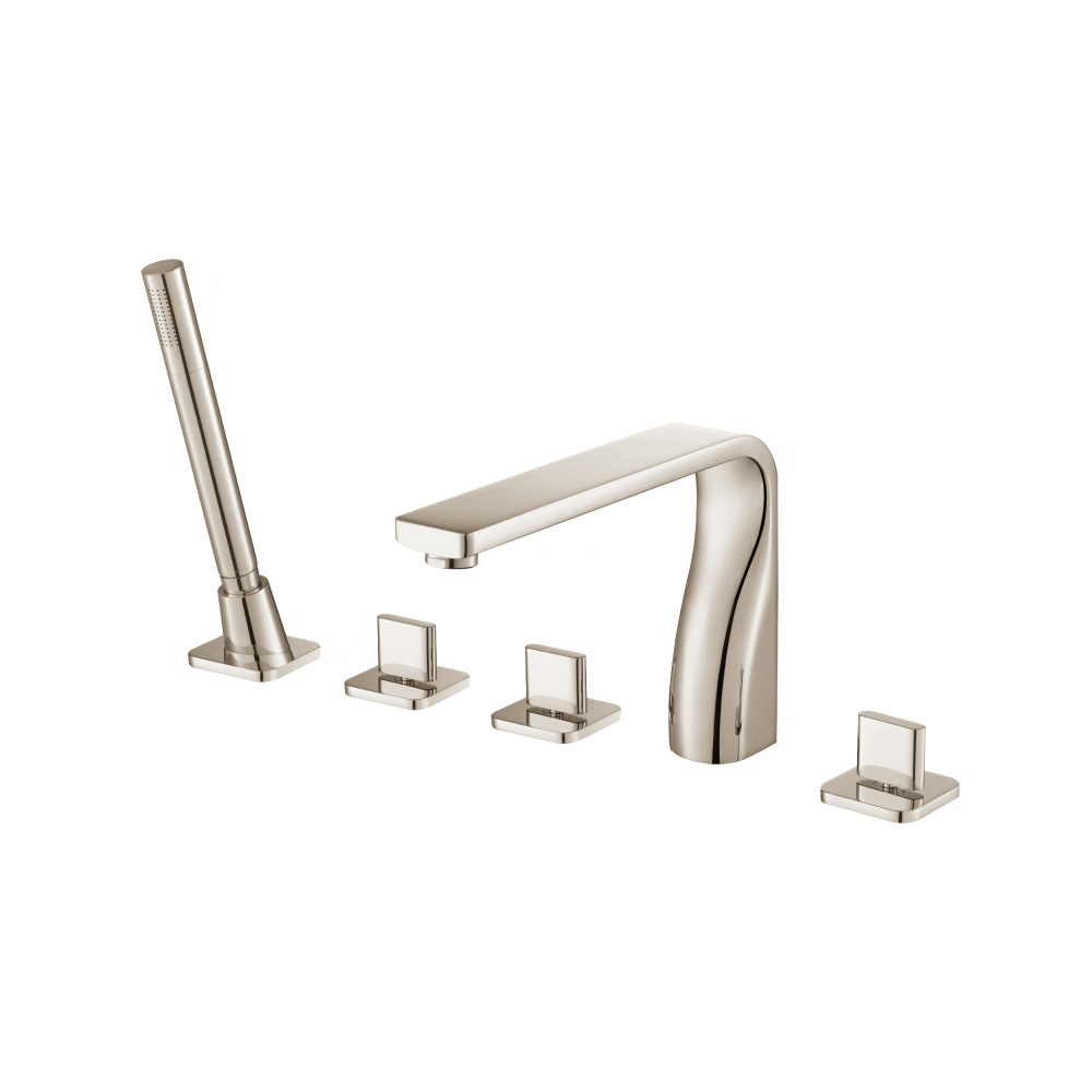 Five Hole Deck Mounted Roman Tub Faucet With Hand Shower | Polished Nickel PVD