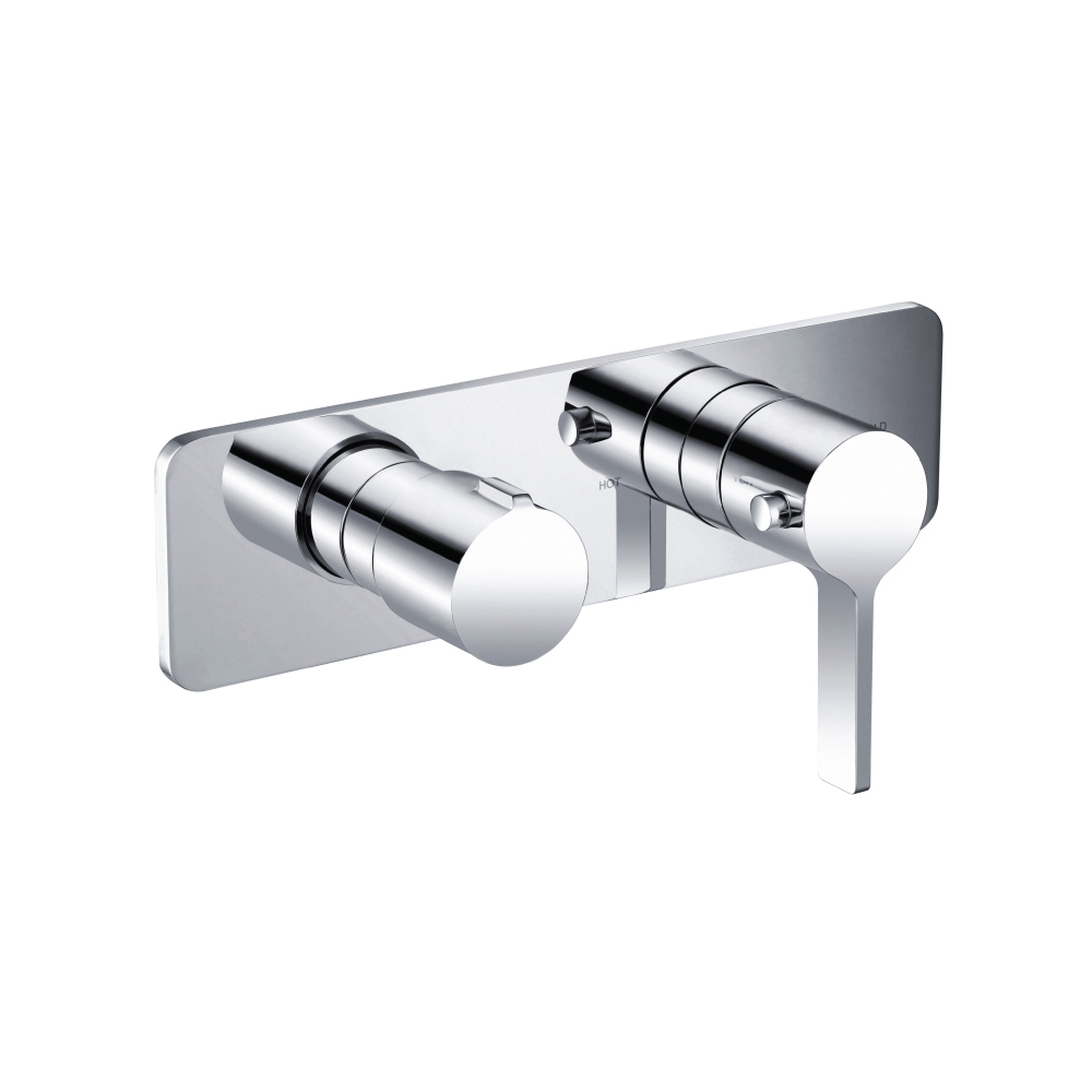 3/4" Horizontal Thermostatic Shower Valve & Trim - 2 Output | Chrome