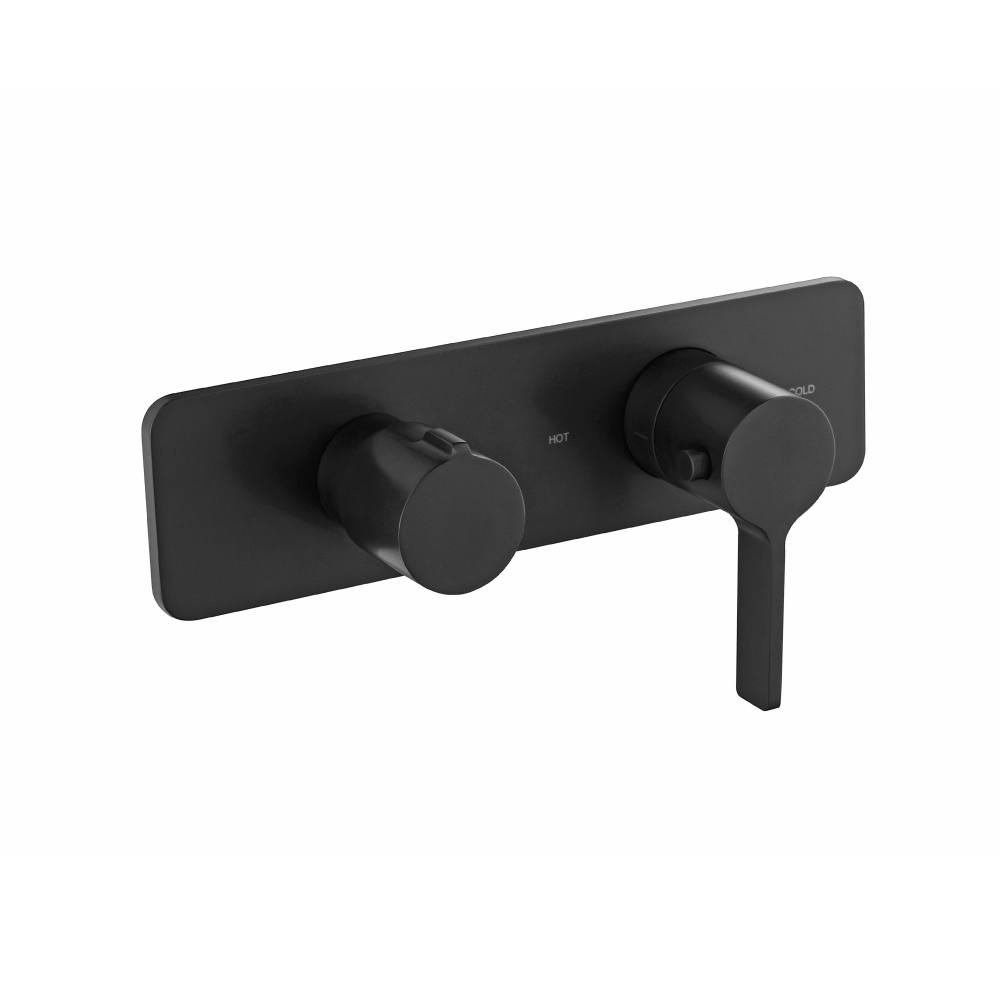 3/4" Horizontal Thermostatic Shower Valve & Trim - 3 Output | Matte Black