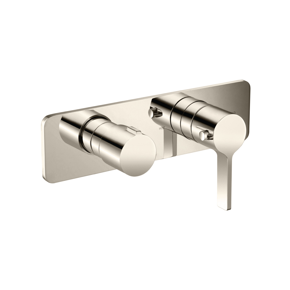 3/4" Horizontal Thermostatic Shower Valve & Trim - 3 Output | Polished Nickel PVD