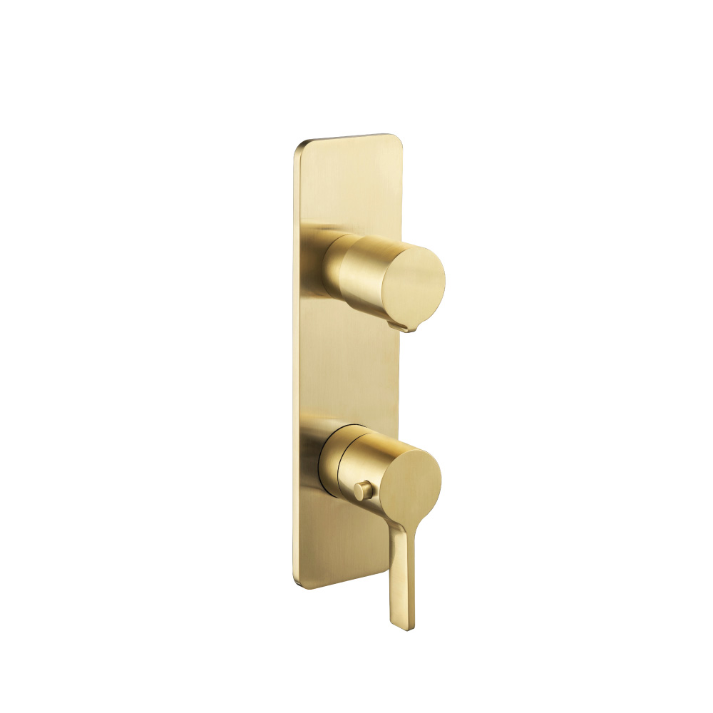 3/4" Thermostatic Shower Valve & Trim  - 2-Output | Satin Brass PVD