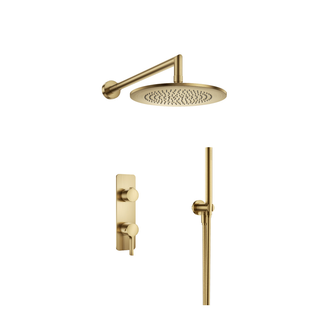 Two Output Shower Set With Shower Head And Hand Held | Satin Brass PVD