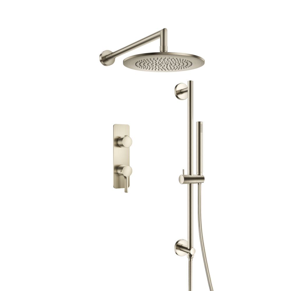 Two Output Shower Set With Shower Head, Hand Held And Slide Bar | Brushed Nickel PVD