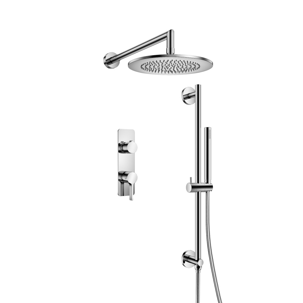 Two Output Shower Set With Shower Head, Hand Held And Slide Bar | Chrome