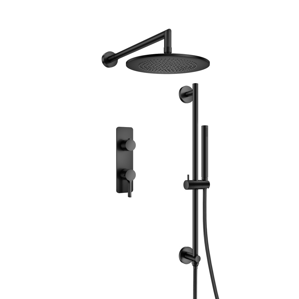 Two Output Shower Set With Shower Head, Hand Held And Slide Bar | Matte Black