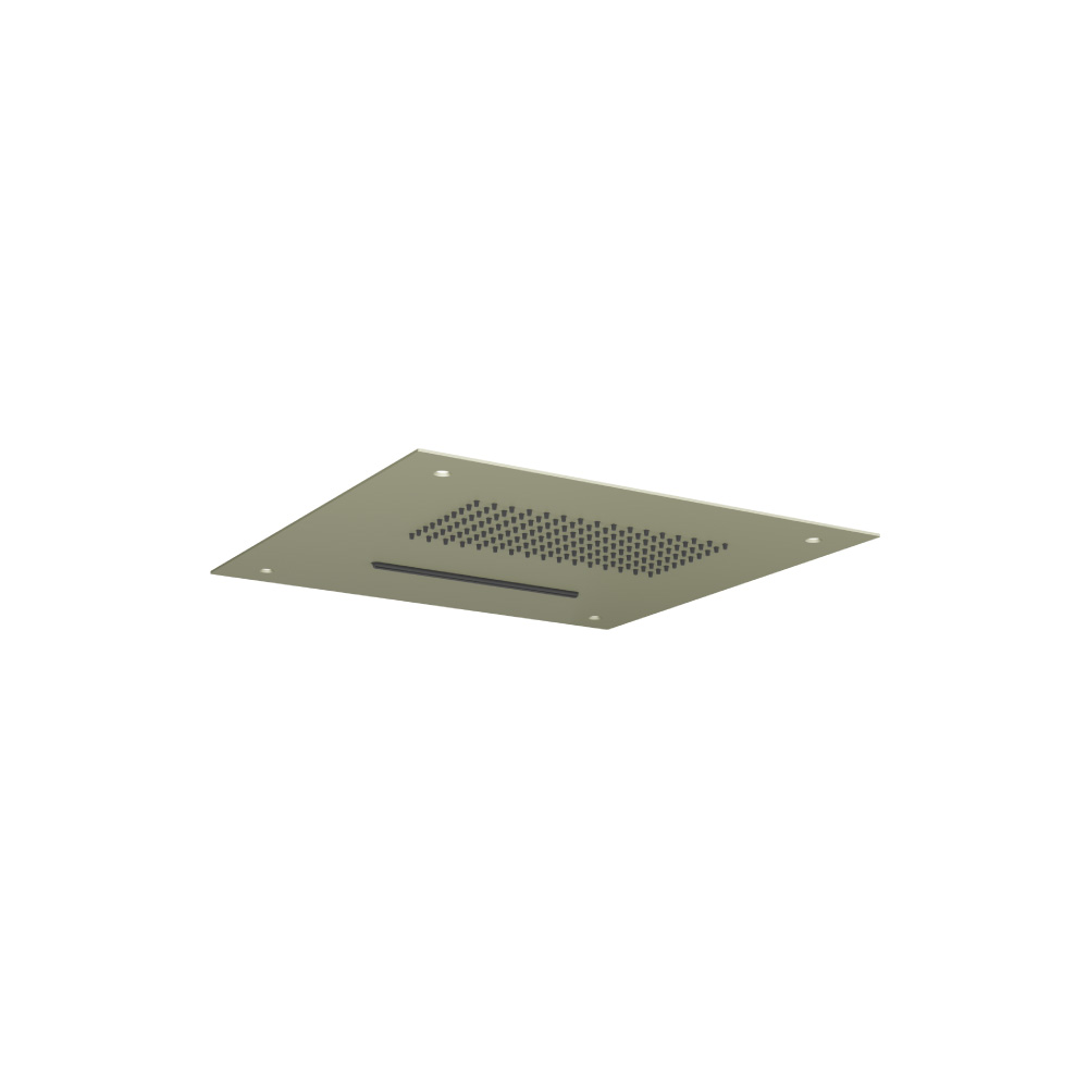 15" Stainless Steel Flush Mount Rainhead With Cascade Waterfall | Army Green